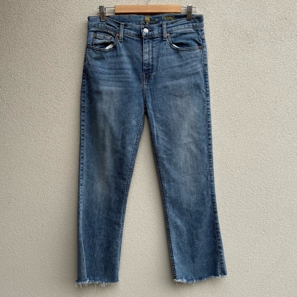 7 For All Mankind - Cropped Ali Fray Hem Straight Leg Jeans 31 - Picture 8 of 8